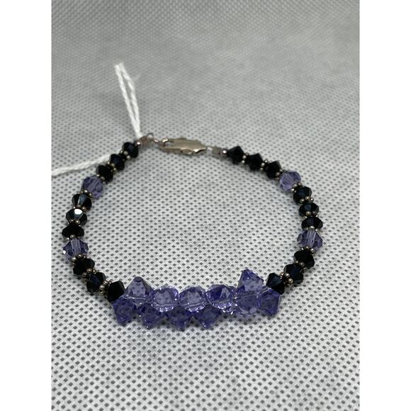 Alexandrite & Jet Black Candy - Handcrafted Austrian Crystal Beads Bracelet - Picture 2 of 5